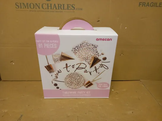 BOX OF 4 BRAND NEW AMSCAN 81 PIECE ROSE GOLD PARTY KITS