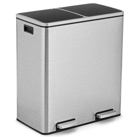 BOXED COSTWAY 60L DUAL BIN TRASH CAN 2 X 30L CLASSIFIED GARBAGE BIN WITH 2 DEODORIZER COMPARTMENTS