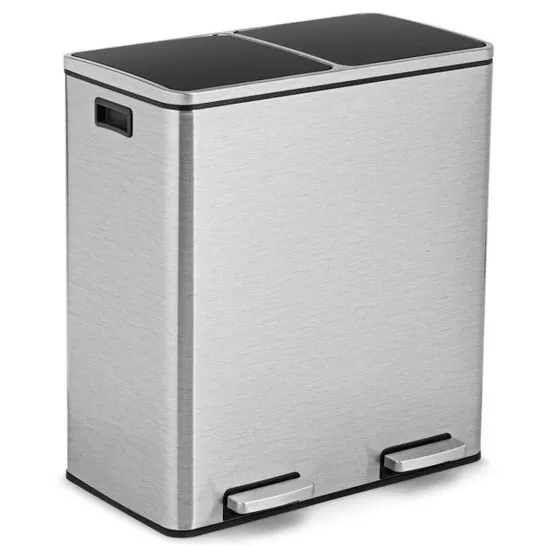 BOXED COSTWAY 60L DUAL BIN TRASH CAN 2 X 30L CLASSIFIED GARBAGE BIN WITH 2 DEODORIZER COMPARTMENTS