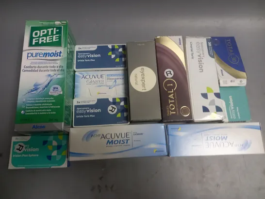 LOT OF ASSORTED EYE CARE ITEMS TO INCLUDE SPECSAVERS, ACUVUE AND OPTI-FREE