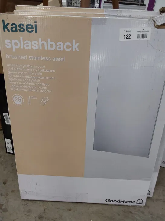 BOXED KASEI BRUSHED STAINLESS STEEL SPLASHBACK 800 × 600