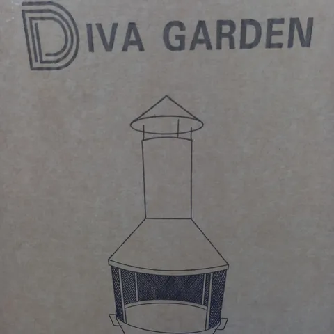 BOXED DIVA GARDEN CHIMENEA FIRE PIT IN BLACK