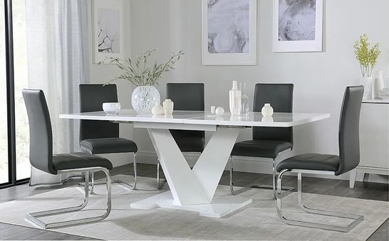 BOXED DESIGNER TURIN WHITE HIGH GLOSS 160-200cm EXTENDING DINING TABLE (3 BOXES)