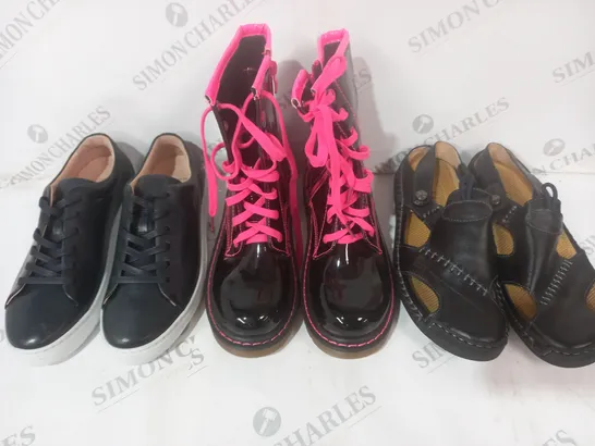 BOX OF APPROXIMATELY 15 ASSORTED PAIRS OF SHOES AND FOOTWEAR ITEMS IN VARIOUS STYLES AND SIZES TO INCLUDE BELLE WOMEN, FASHION, JOHN LEWIS, ETC