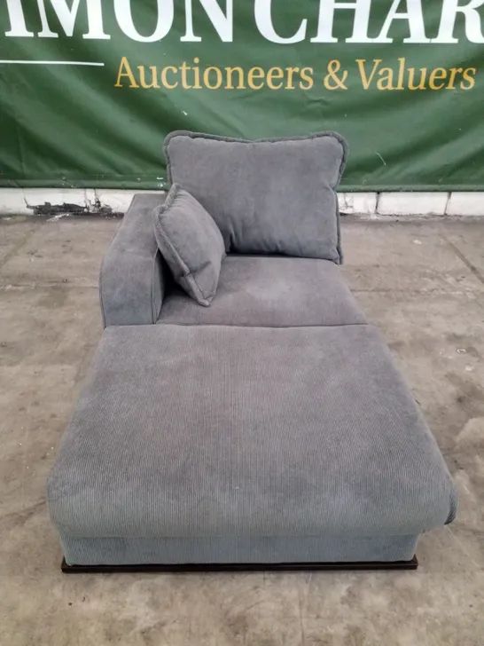 QUALITY DESIGNER LHF CHAISE - DARK GREY CORDUROY FABRIC 