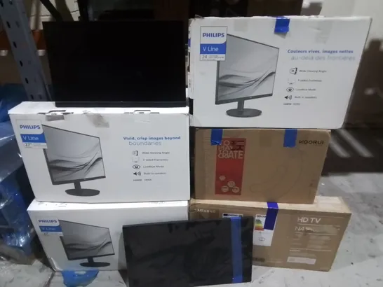 LOT OF 7 ASSORTED MONITORS TO INCLUDE PHILIPS, SAMSUNG AND AOC