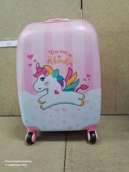 BOXED KIDS PINK UNICORN SUITCASE