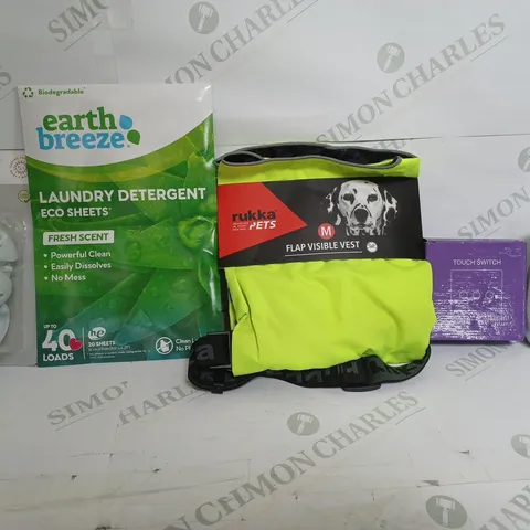 BOX OF APPROXIMATELY 15 ASSORTED ITEMS TO INCLUDE - FLAP VISIBLE VEST  - TOUCH SWITCH - 12 SOCKET COVERS ETC