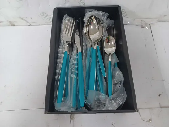 GUZZINI 24 PIECE CUTLERY SET IN MATT BLUE