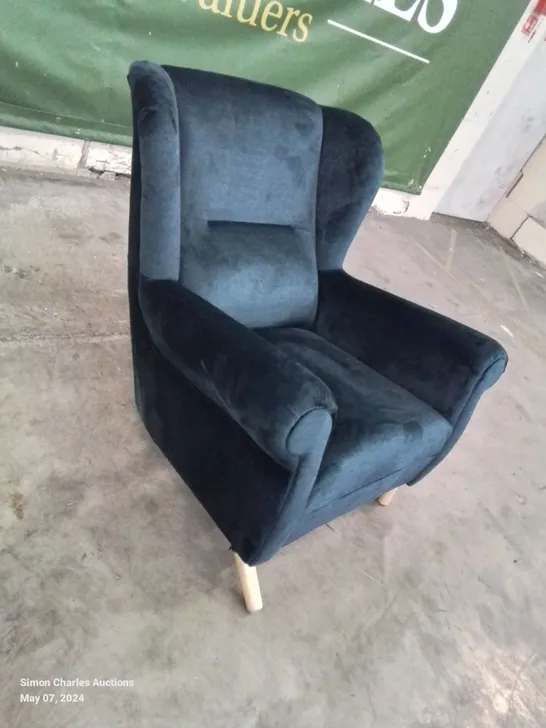 DESIGNER VELVET UPHOLSTERED ARMCHAIR 