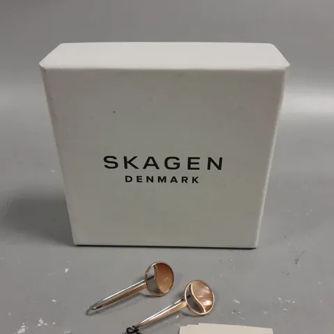 BOXED SKAGEN DENMARK MOTHER OF PEAR STAINLESS STEEL DROP EARRINGS 