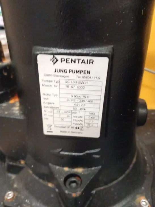 PENTAIR JUNG PUMPEN UC 10/4 BW/1 SEWAGE LIFTING STATION