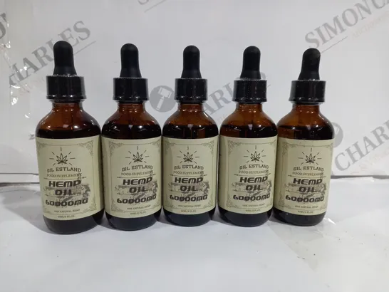 5 X SEALED OIL ESTLAND C-B-D OIL DROPS, 50000MG 83% 60ML (COLLECTION ONLY)