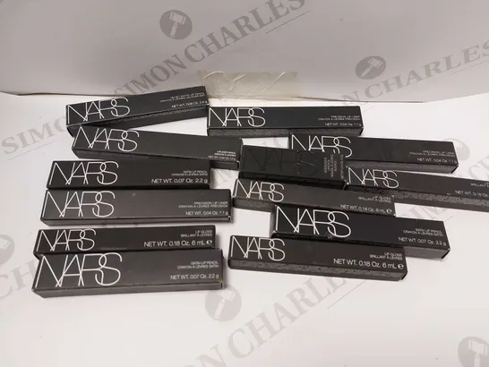 BOX OF APPROX 20 NARS MAKE UP ITEMS TO INCLUDE NARS AUDACIOUS LIPSTICK, NARS SATIN LIP PENCIL AND NARS LIP GLOSS