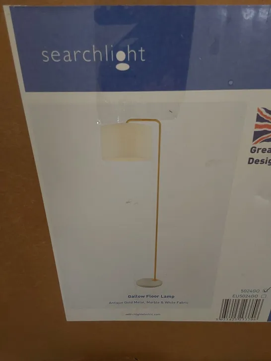 BOXED 155cm ANTIQUE GOLD FLOOR LAMP (1 BOX)