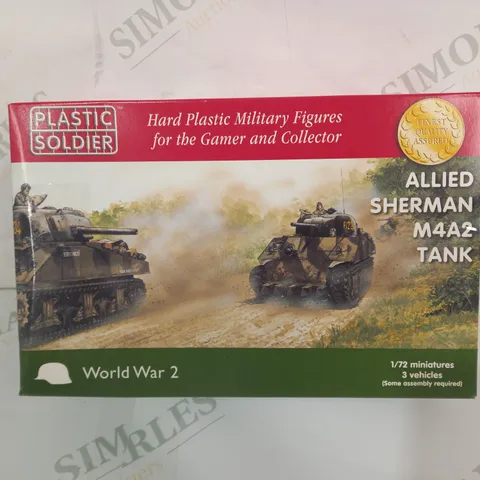 PLASTIC SOLDIER ALLIED SHERMAN M4A2 TANK 1/72 SCALE HARD PLASTIC MINIATURE