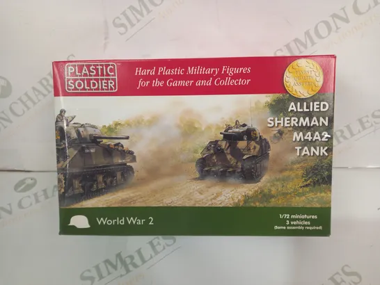 PLASTIC SOLDIER ALLIED SHERMAN M4A2 TANK 1/72 SCALE HARD PLASTIC MINIATURE