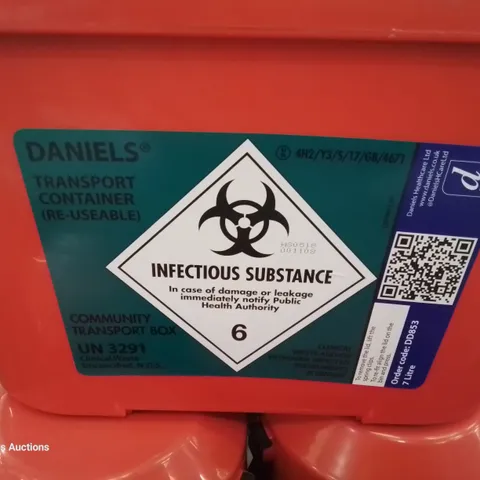 PALLET OF APPROXIMATELY 78 DANIELS RED INFECTIOUS SUBSTANCE 7L TRANSPORT BOXES