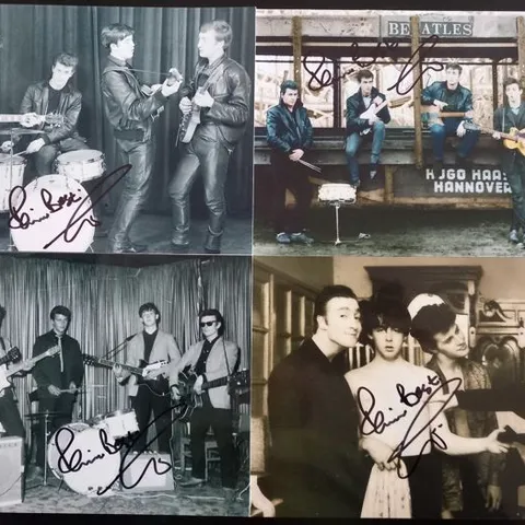 FOUR ASSORTED PRE RINGO STARR ERA 'THE BEATLES' PHOTOGRAPHS SIGNED BY PETE BEST