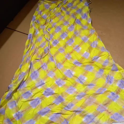 & OTHER STORIES STOCKHOLM ATELIER SHELL YELLOW/PURPLE CHECKED PATTERN MAXI SKIRT - SIZE EUR 38