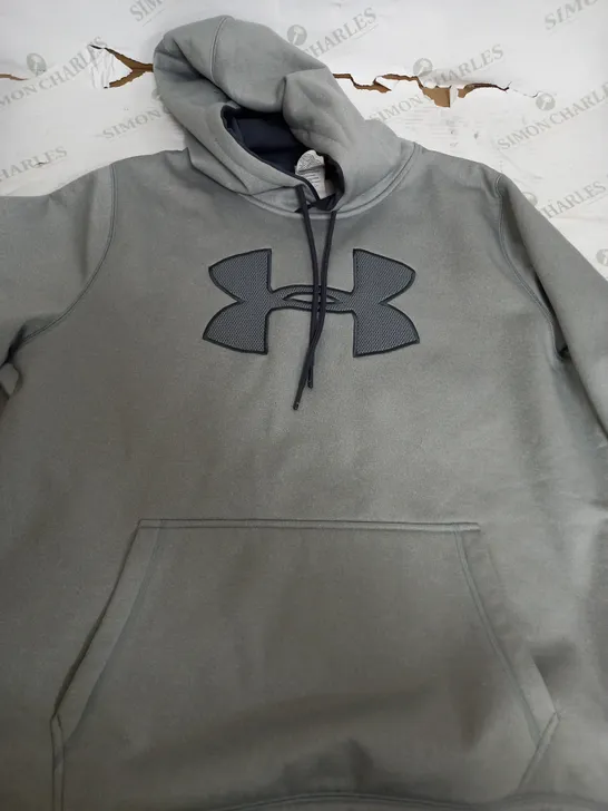 UNDER ARMOUR LIGHT GREY LOGO HOODIE - XL