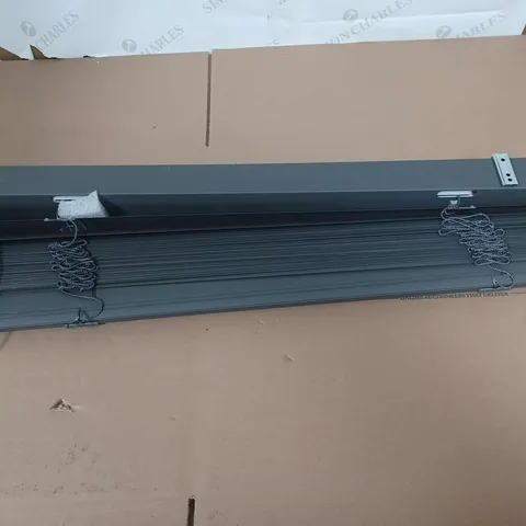 BOXED BRAND NEW GUNMETAL GREY METAL VENETIAN BLIND APPROXIMATELY 78CM ACROSS