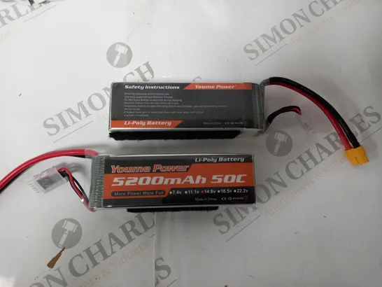 SET OF 2 YOUME POWER LI-POLY BATTERY 5200MAH  / 50C / 14.8V/ 