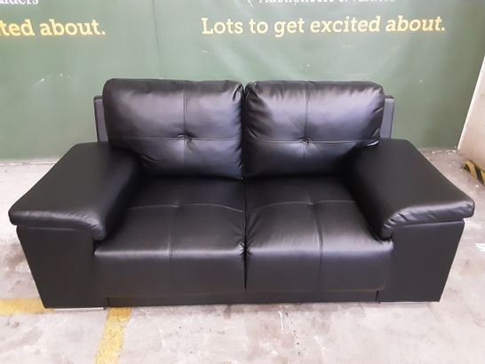 DESIGNER BLACK LEATHER 2-SEATER SOFA 