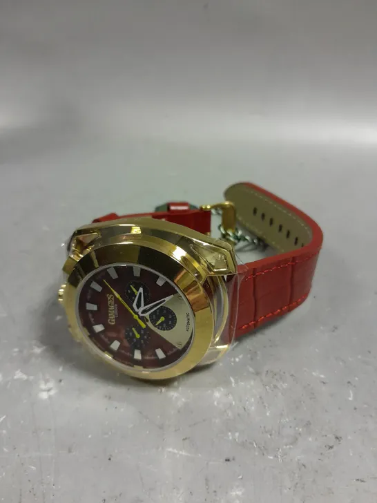 GAMAGES STATURE GOLD CASING RED DIAL WATCH 