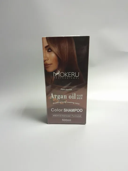 BOXED AND SEALED MOKERU PLANT SERIES ARGAN OIL HAIR DYE COLOUR SHAMPOO 500ML