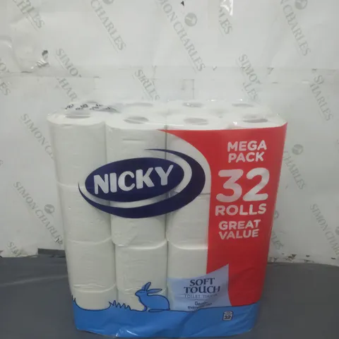 PACK OF 32 NICKY SOFT TOUCH TOILET ROLL