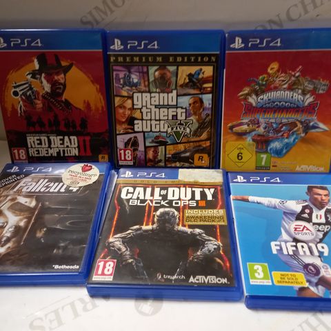 LTO OF 6 ASSORTED PS4 GAMES TO INCLUDE FIFA 19, COD BLACK OPS III, FALLOUT 4, ETC