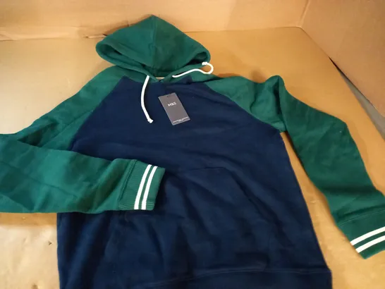 M&S NAVY/GREEN HOODIE - M