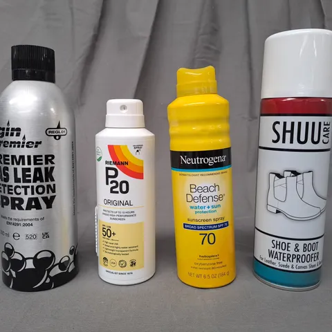 APPROXIMATELY 10 ASSORTED AEROSOL ITEMS IN INCLUDE GAS LEAK PROTECTOR SPRAY, SUNSCREEN, ETC - COLLECTION ONLY