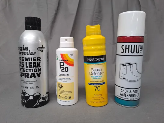 APPROXIMATELY 10 ASSORTED AEROSOL ITEMS IN INCLUDE GAS LEAK PROTECTOR SPRAY, SUNSCREEN, ETC - COLLECTION ONLY