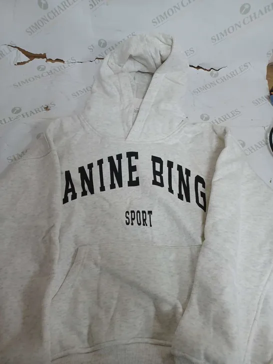 ANINIE BING HEATHER LIGHT GREY SOFT HOODIE - MEDIUM