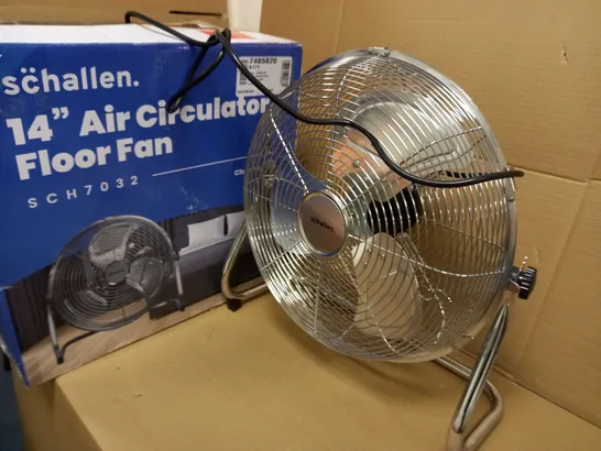 SCHALLEN CHROME SILVER METAL ADJUSTABLE FLOOR FAN 