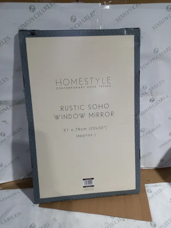 BOXED HOMESTYLE RUSTIC SOHO WINDOW MIRROR