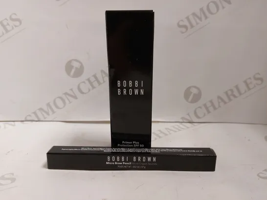 BOX OF 2 BOBBI BROWN ITEMS TO INCLUDE PRIMER PLUS AND MICRO BROW PENCIL