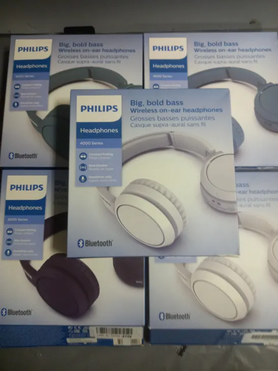 LOT OF 5 BOXED PHILIPS 4000 SERIES WIRELESS HEADPHONES