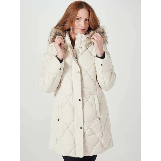 CENTIGRADE DIAMOND QUILTED PADDED COAT- CHAMPAGNE LARGE