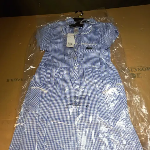 BOX OF APPROX 20 BLUE SCHOOL PINAFORE DRESSES SIZE 9/10 YEARS