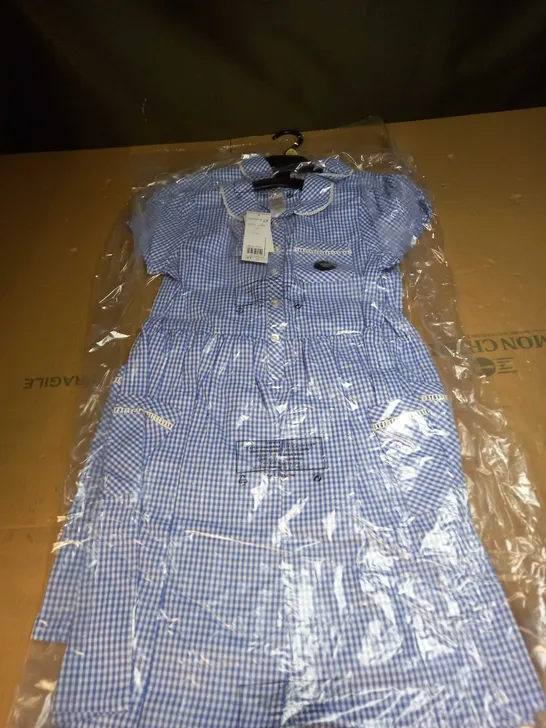 BOX OF APPROX 20 BLUE SCHOOL PINAFORE DRESSES SIZE 9/10 YEARS