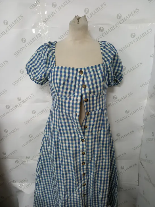 WOMENS BODEN CHEQUERED BUTTON SUMMER DRESS SIZE 10