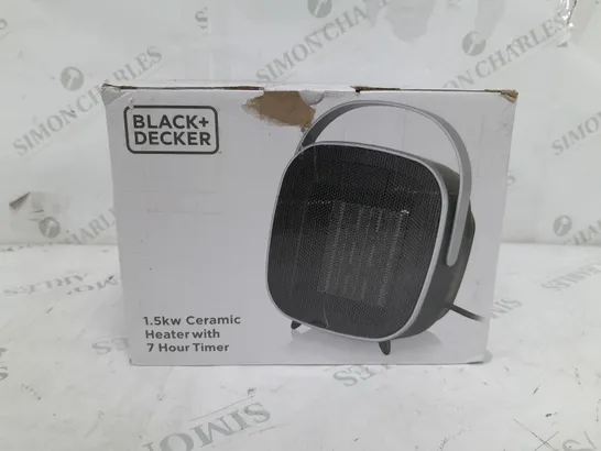 BOXED BLACK+ DECKER 1.5KW CERAMIC HEATER WITH 7 HOUR TIMER