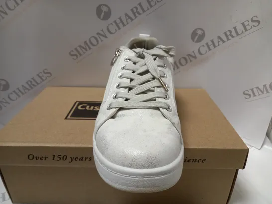 BOXED CUSHION WALK LASER CUT ZIP TRAINERS, IVORY - SIZE 6 