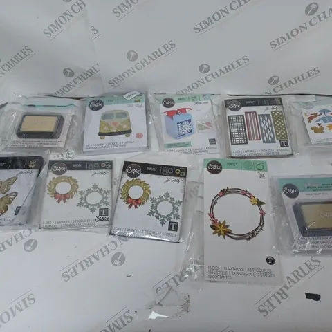 APPROXIMATELY 15 SIZZIX CRAFTING ITEMS TO INCLUDE THINLITS DIE, INKPAD, AND STAMP FRAMES ETC. 