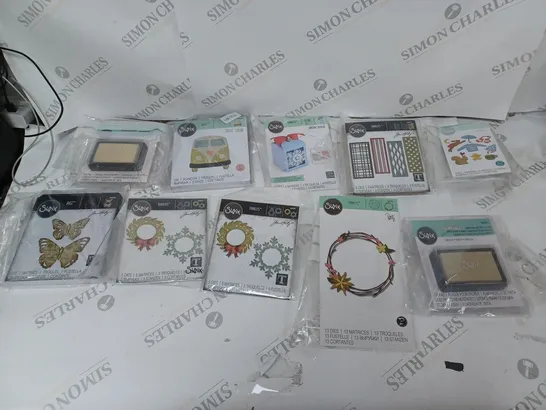 APPROXIMATELY 15 SIZZIX CRAFTING ITEMS TO INCLUDE THINLITS DIE, INKPAD, AND STAMP FRAMES ETC. 