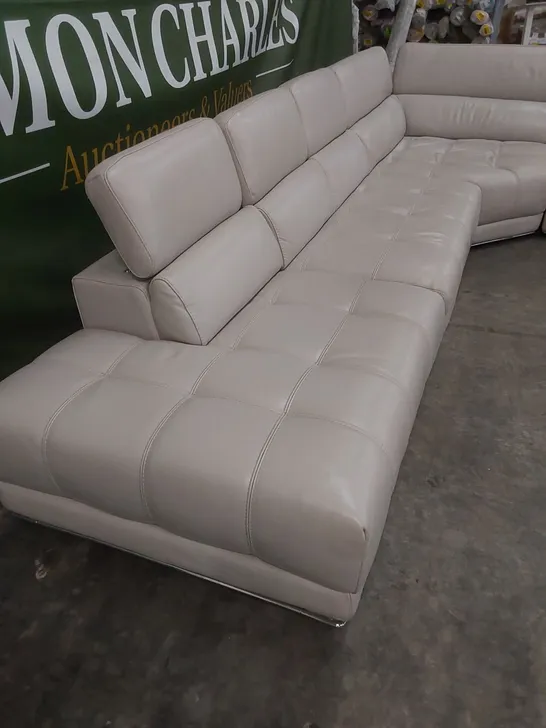 QUALITY DESIGNER ITALIAN MADE VIVALDI LARGE LEATHER UPHOLSTERED CORNER SOFA WITH ADJUSTABLE HEADRESTS