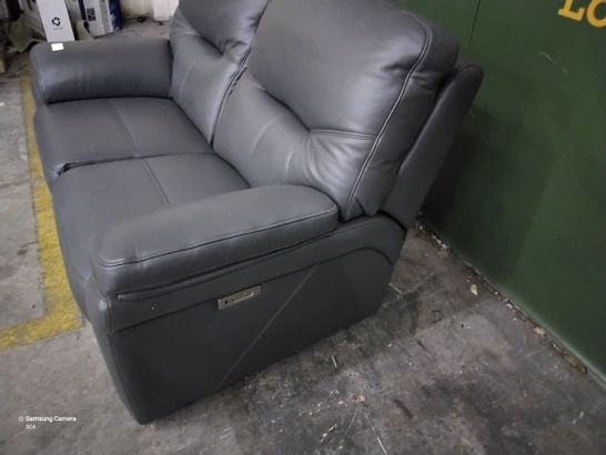 QUALITY G PLAN GREY LEATHER POWER RECLINING TWO SEATER SOFA 